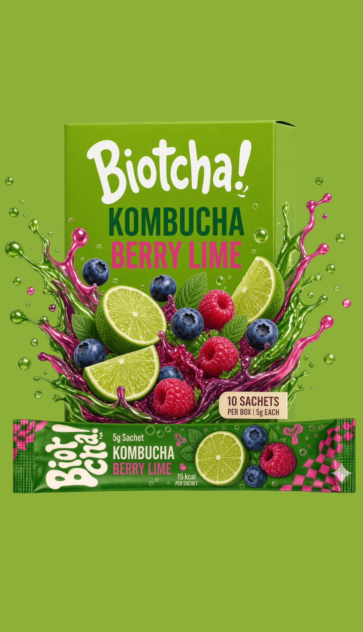 Biotcha quencher sachets with water splash